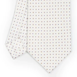White Sartorial Classic Silk Tie - Small Flower Pattern>E.Marinella Outlet
