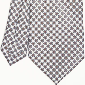 White Sartorial Classic Silk Tie Small Flower Pattern>E.Marinella Outlet