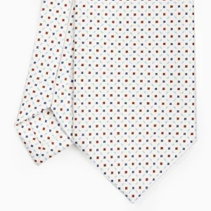 White Sartorial Classic Silk Tie - Small Flower Pattern>E.Marinella Store