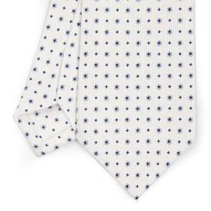 White Sartorial Classic Silk Tie - Small Flower Pattern>E.Marinella Flash Sale