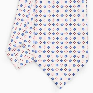 White Sartorial Classic Silk Tie - Small Flower Pattern>E.Marinella Best Sale
