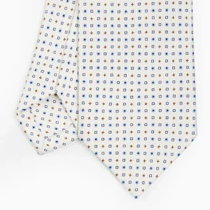 White Sartorial Classic Silk Tie - Small Flower Pattern>E.Marinella Flash Sale