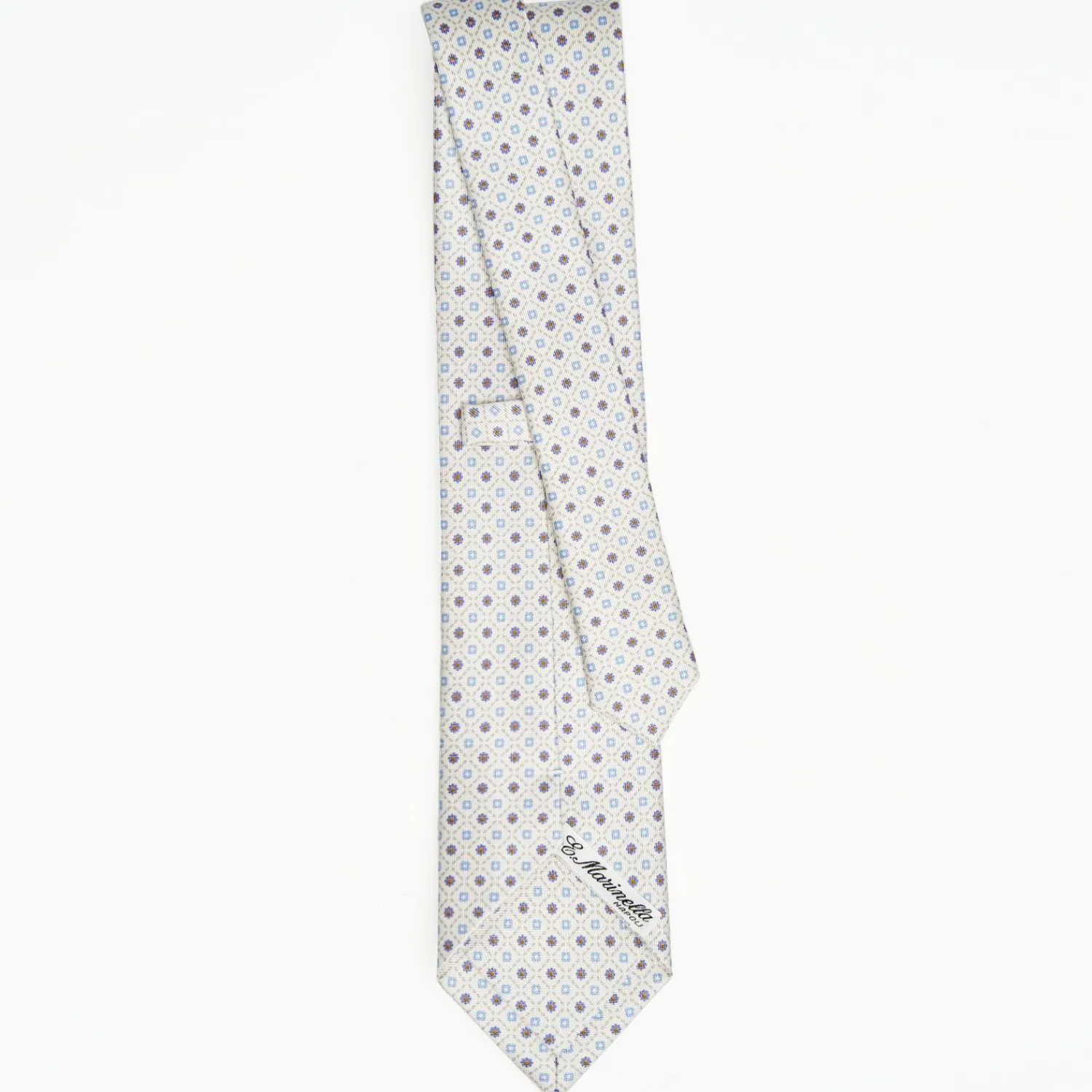 White Sartorial Classic Silk Tie Small Flower Pattern>E.Marinella Best