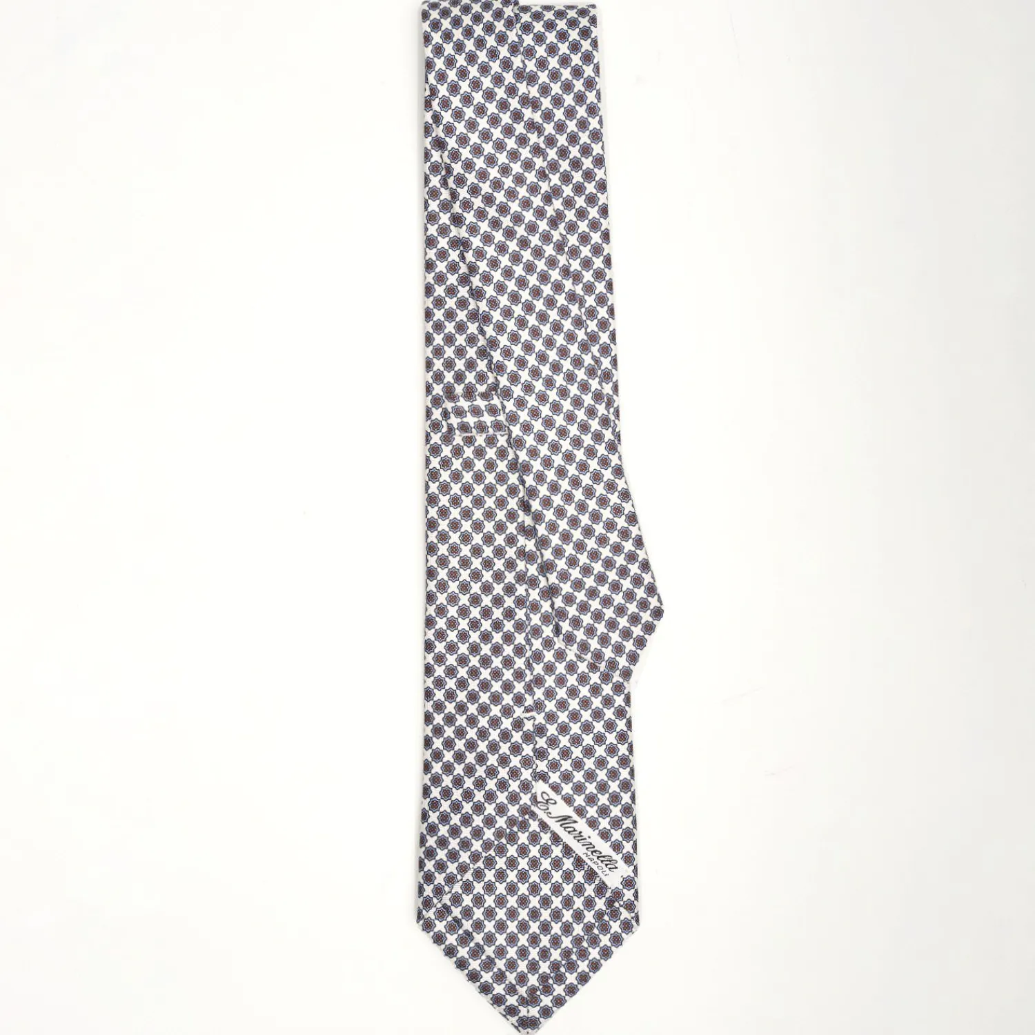 White Sartorial Classic Silk Tie Small Flower Pattern>E.Marinella Outlet