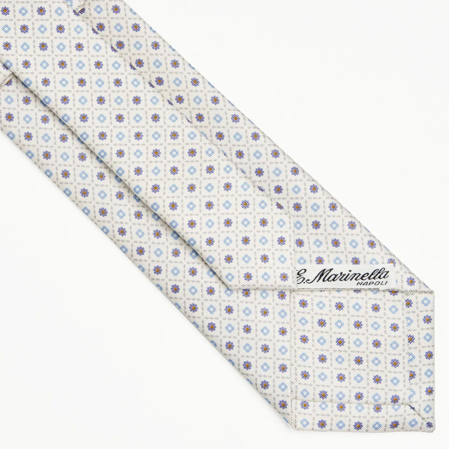 White Sartorial Classic Silk Tie Small Flower Pattern>E.Marinella Best