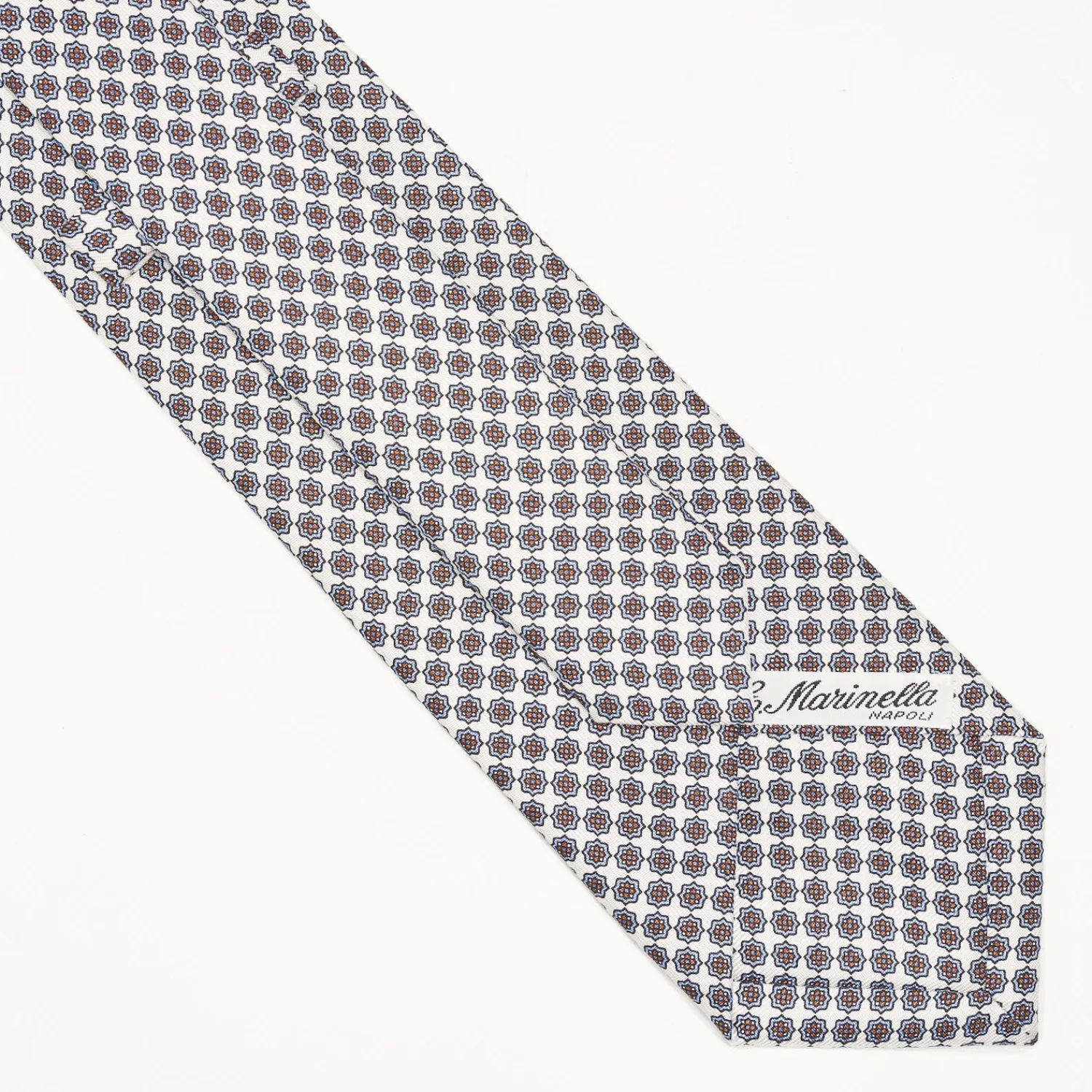 White Sartorial Classic Silk Tie Small Flower Pattern>E.Marinella Outlet
