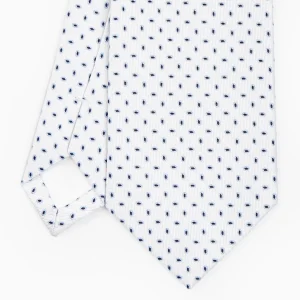 White Sartorial Jacquard Silk Tie - Small Geometric Pattern>E.Marinella Outlet