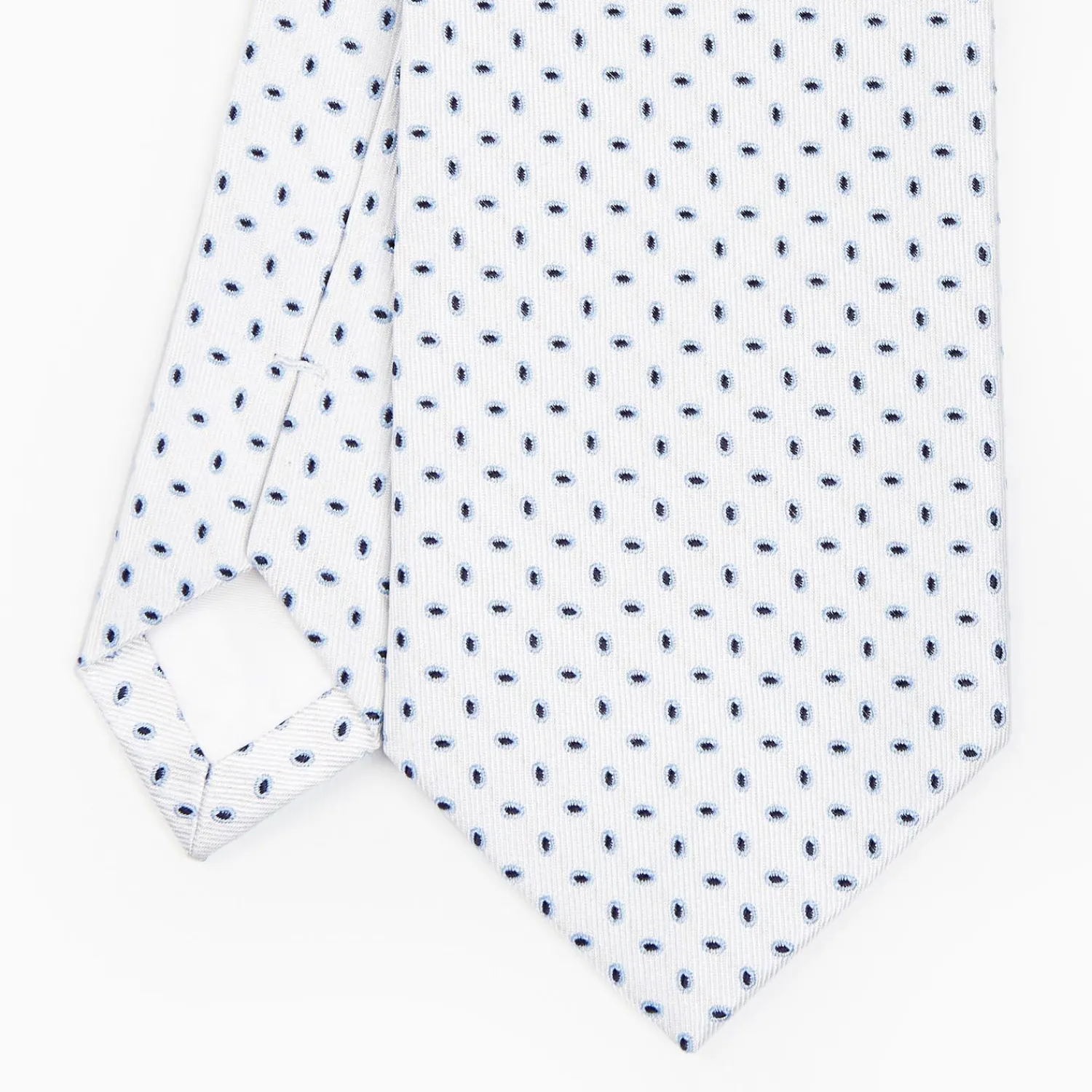 White Sartorial Jacquard Silk Tie - Small Geometric Pattern>E.Marinella Outlet