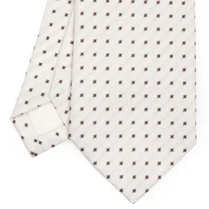White Sartorial Jacquard Silk Tie - Small Flower Designs>E.Marinella Shop