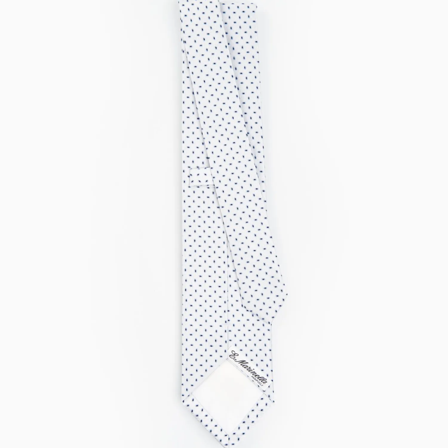 White Sartorial Jacquard Silk Tie - Small Geometric Pattern>E.Marinella Outlet
