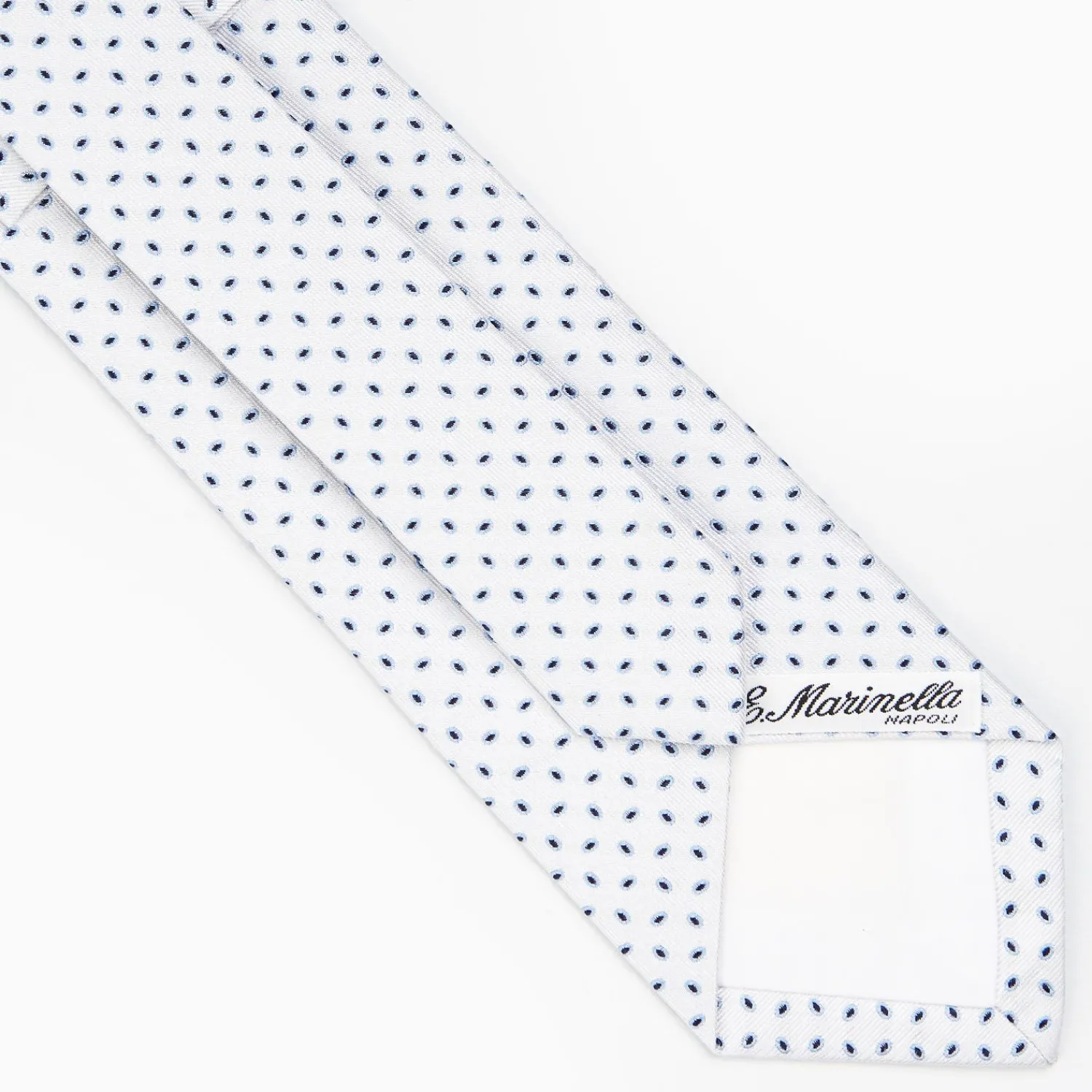 White Sartorial Jacquard Silk Tie - Small Geometric Pattern>E.Marinella Outlet