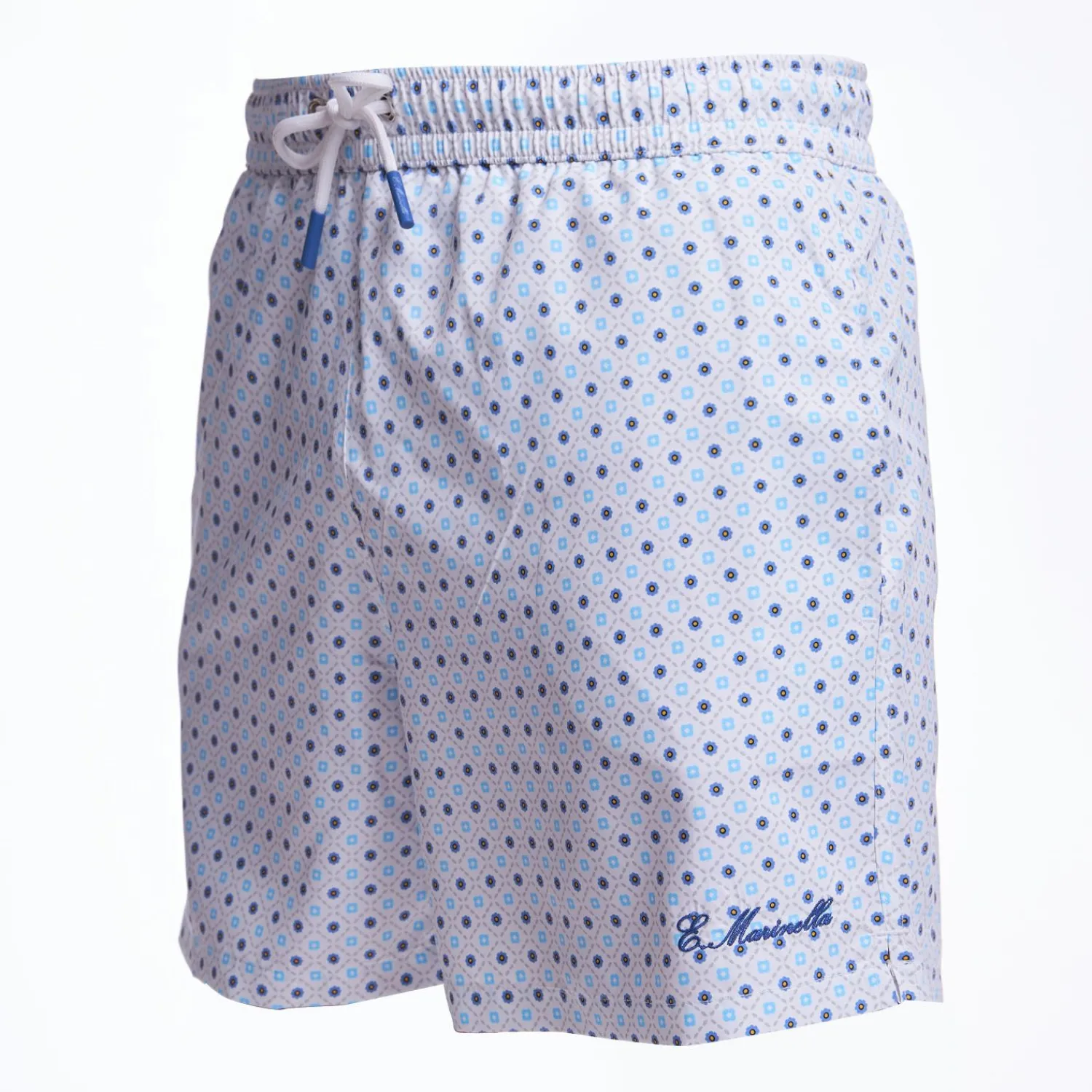 White Swim Short - Small Flower Pattern>E.Marinella Shop