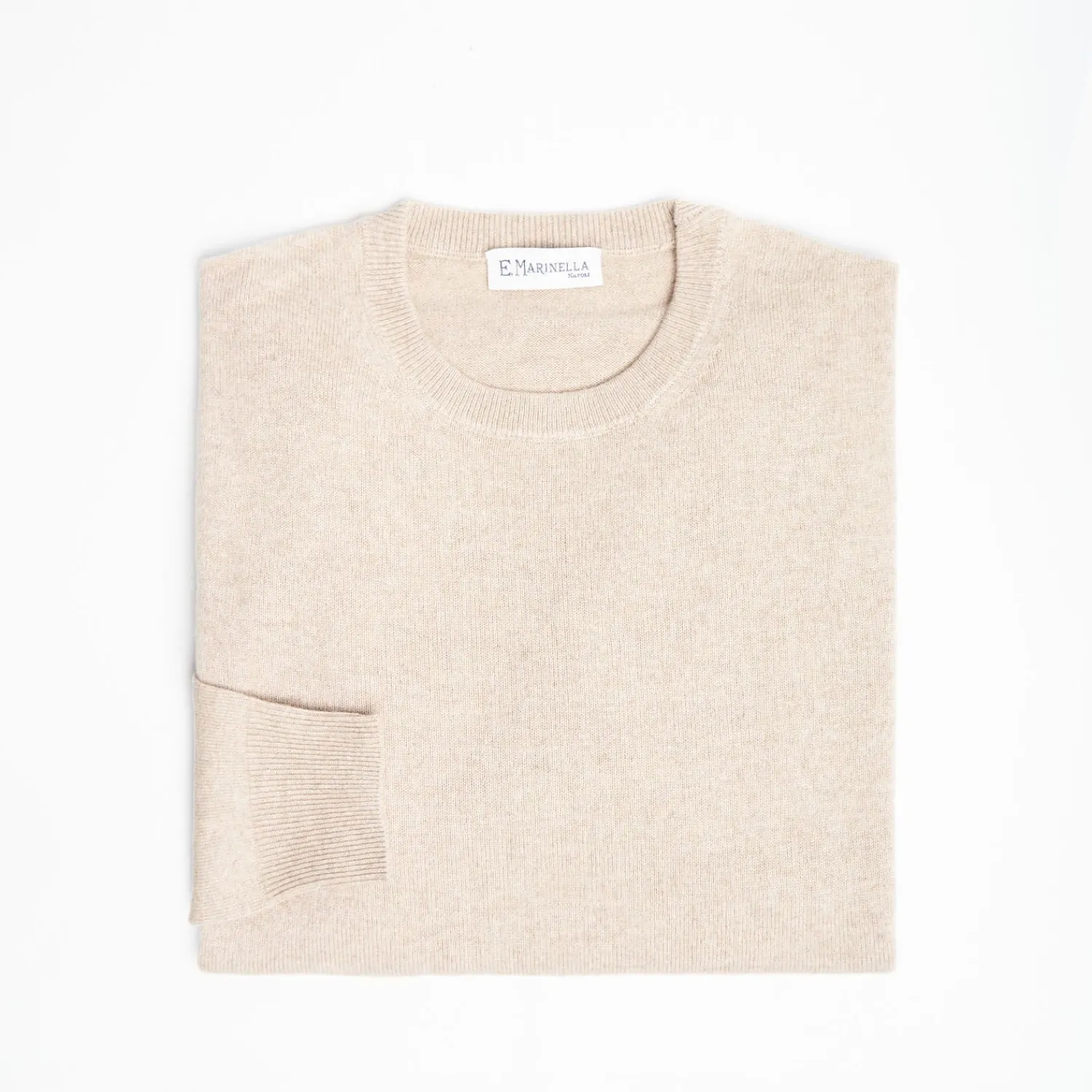 Wool And Cashmere Crewneck Sweater - Beige>E.Marinella Online