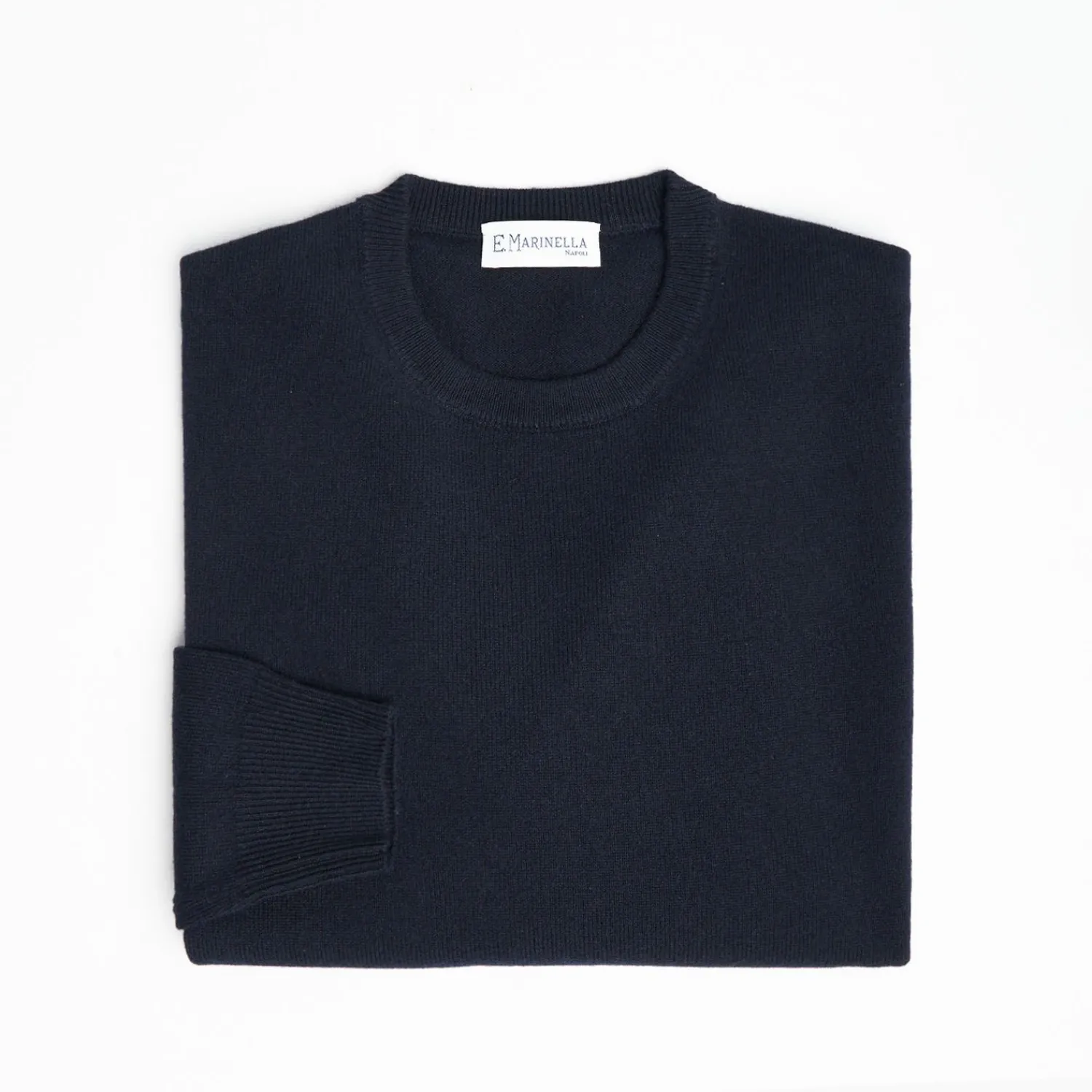 Wool And Cashmere Crewneck Sweater - Night Blue>E.Marinella Fashion