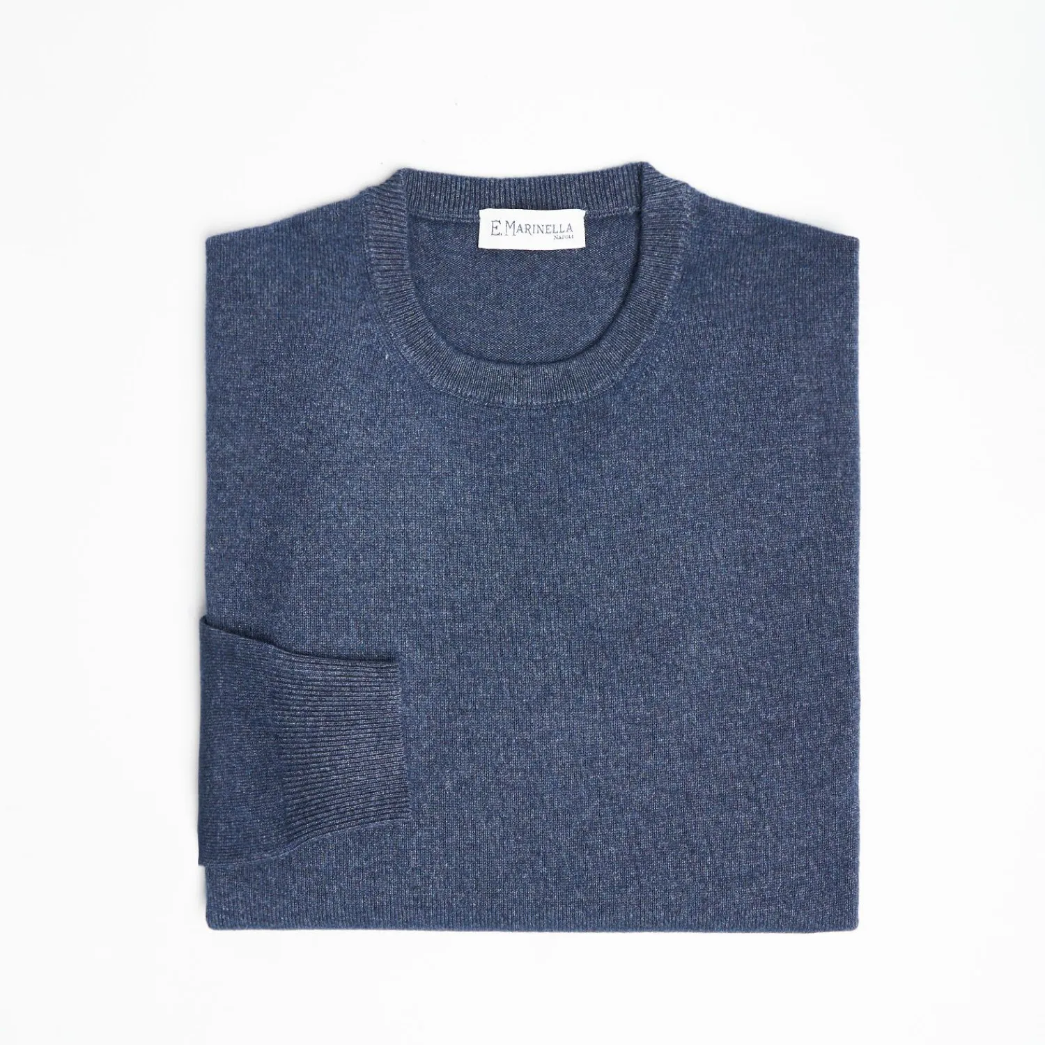 Wool And Cashmere Crewneck Sweater - Blue>E.Marinella Best