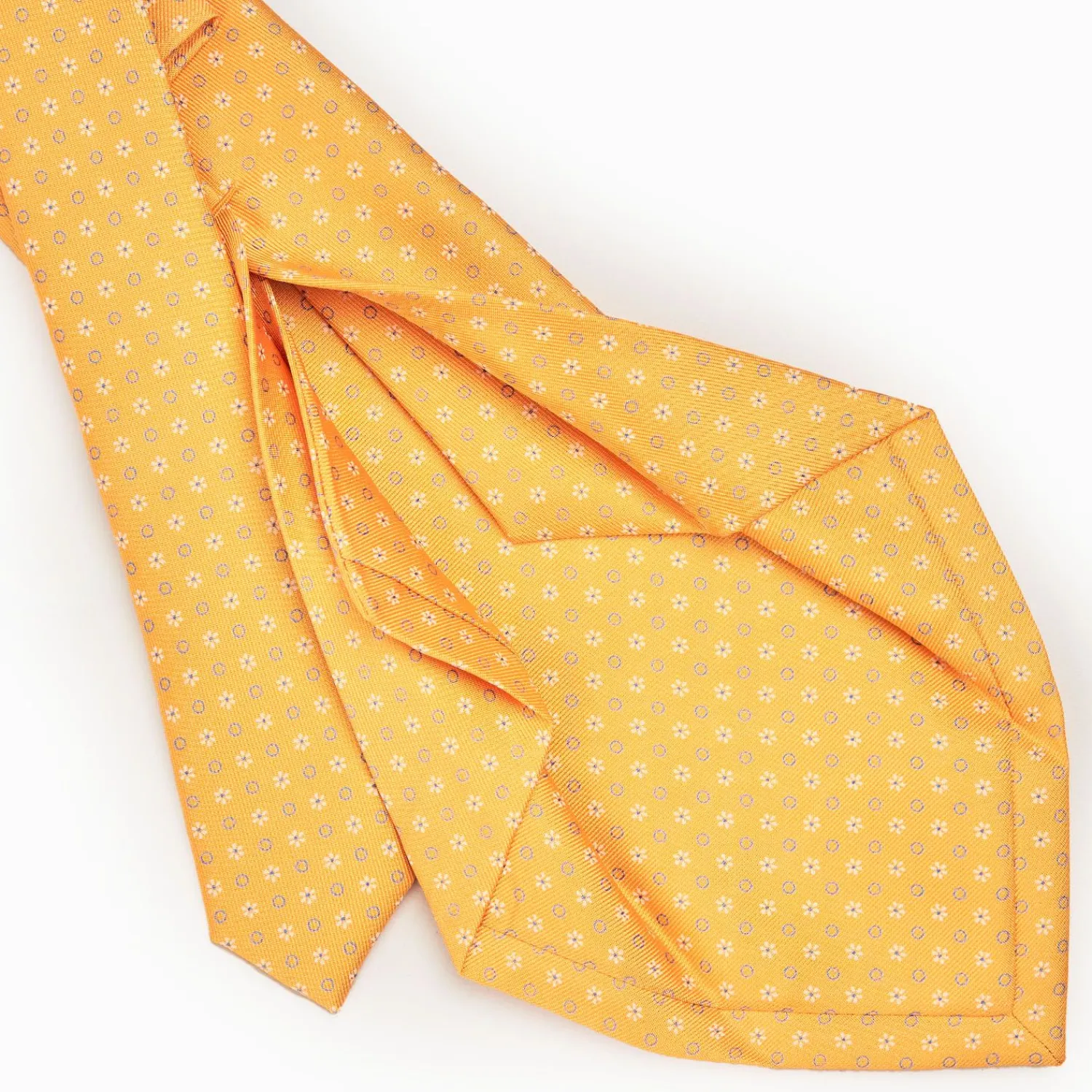 Yellow 5 Fold Sartorial Silk Tie - Small Flower Pattern>E.Marinella Hot