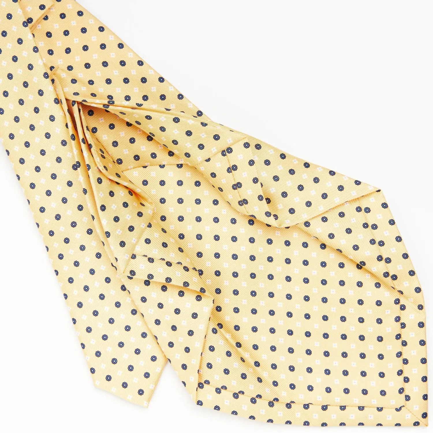 Yellow 7 Fold Sartorial Silk Tie - Small Flower Pattern>E.Marinella Store