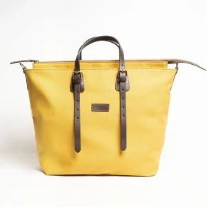Yellow Canvas Weekend Bag With Leather Trim>E.Marinella Outlet