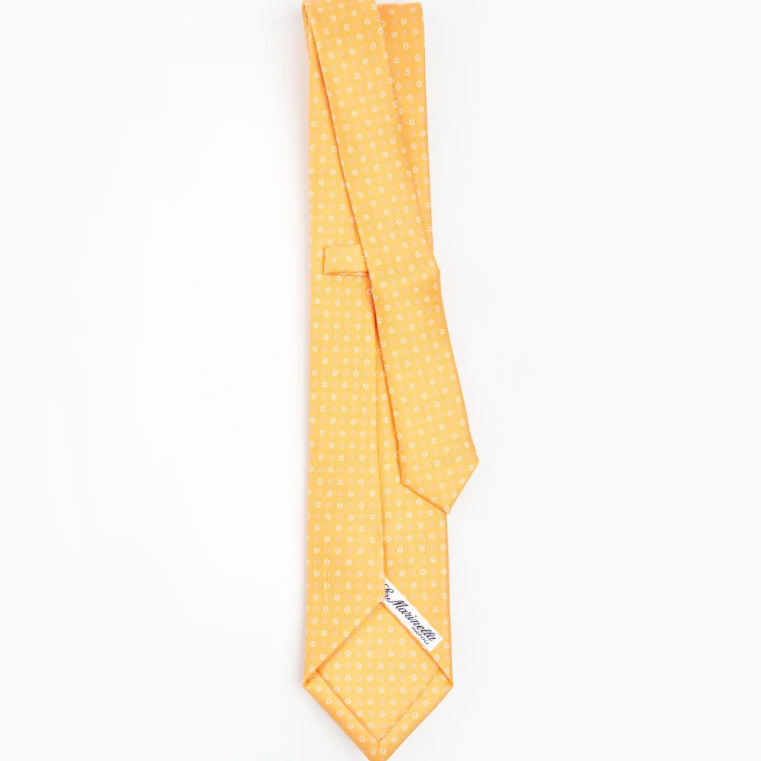 Yellow Extra Long Silk Tie - Small Flower Pattern>E.Marinella Store