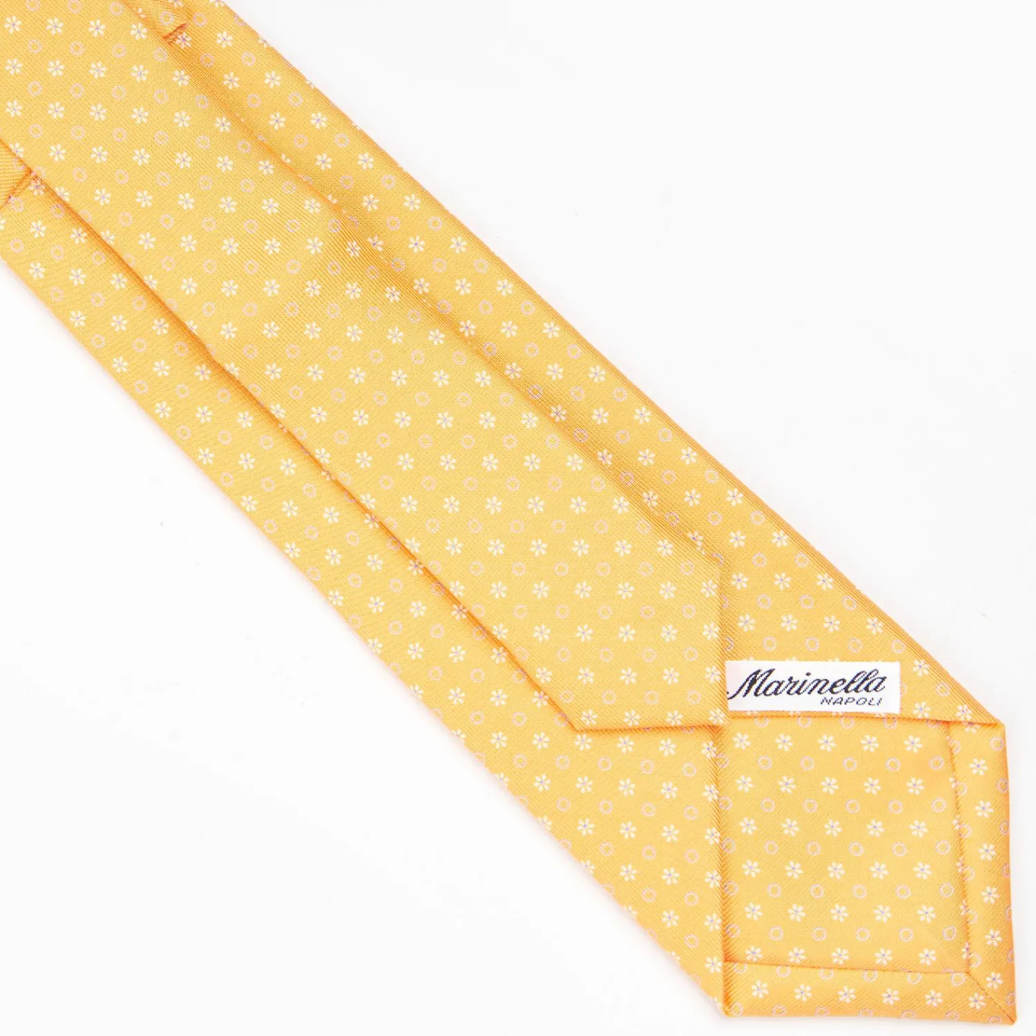 Yellow Extra Long Silk Tie - Small Flower Pattern>E.Marinella Store