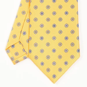 Yellow Sartorial Classic Silk Tie - Large Flower Pattern>E.Marinella Clearance