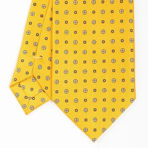 Yellow Sartorial Classic Silk Tie - Small Flower Pattern>E.Marinella Store