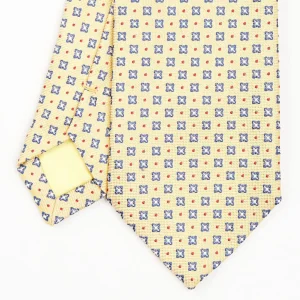 Yellow Sartorial Jacquard Silk Tie - Large Flower Pattern>E.Marinella Store
