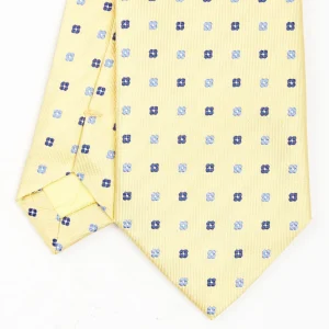 Yellow Sartorial Jacquard Silk Tie - Small Flower Designs>E.Marinella Discount