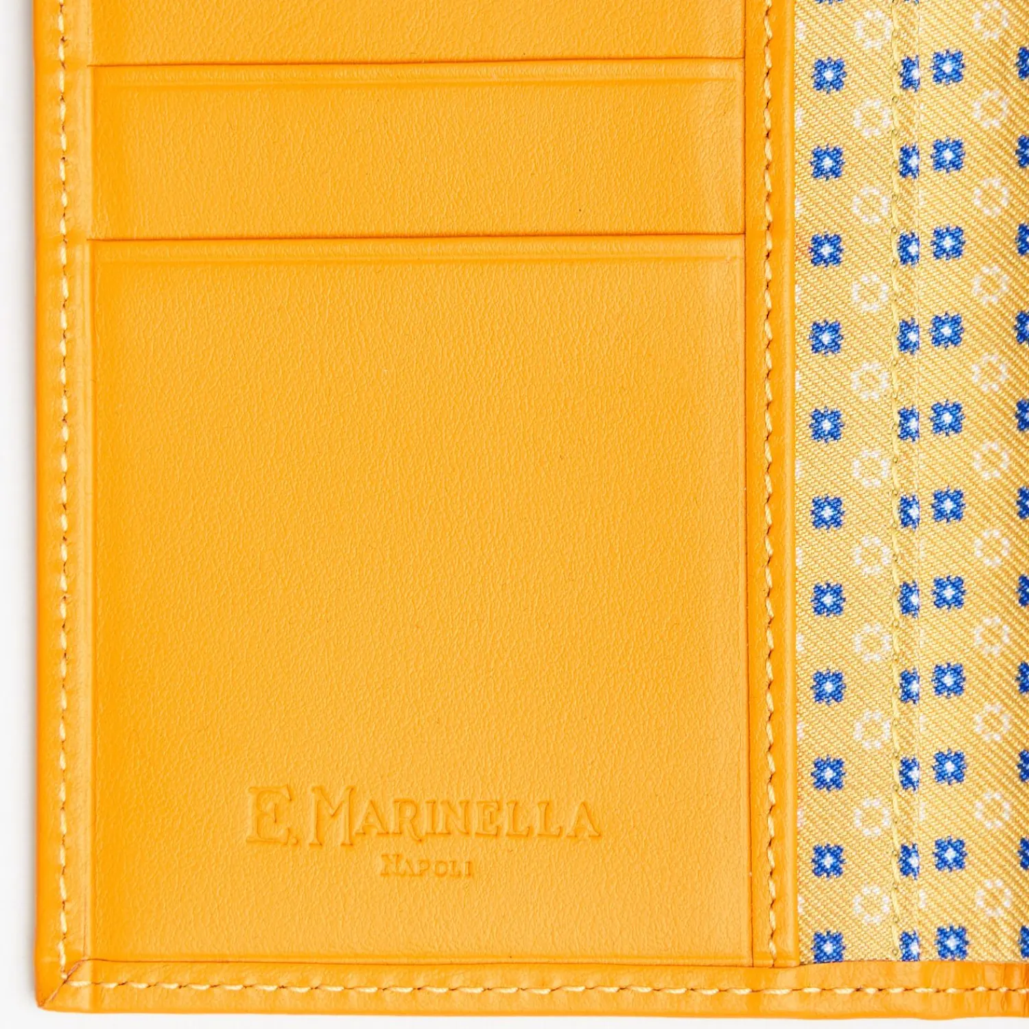 Yellow Vertical Wallet In Silk And Leather>E.Marinella New